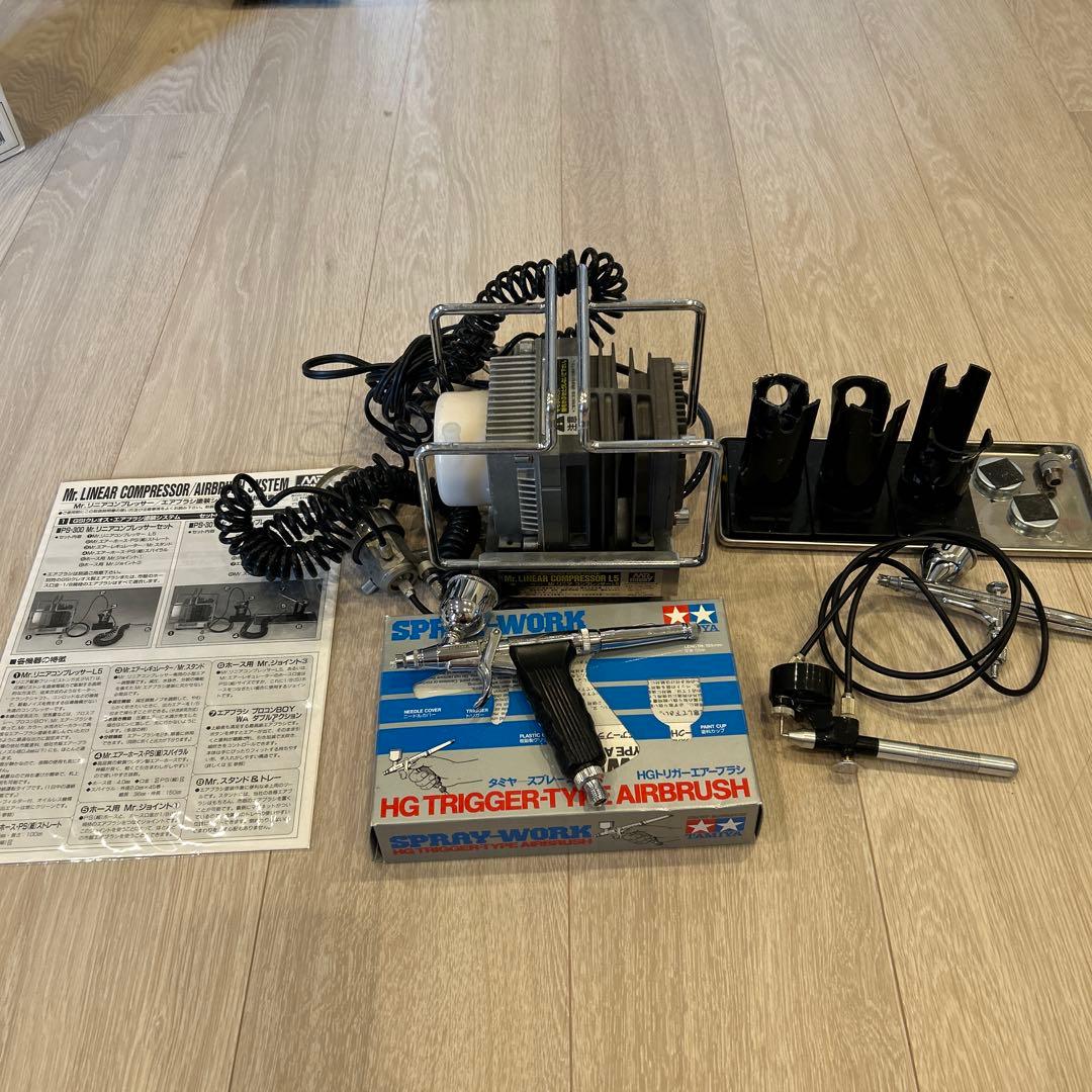 プラモデル 制作セット　リニアコンプレッサーL5 エアブラシ　ピンバイス　他