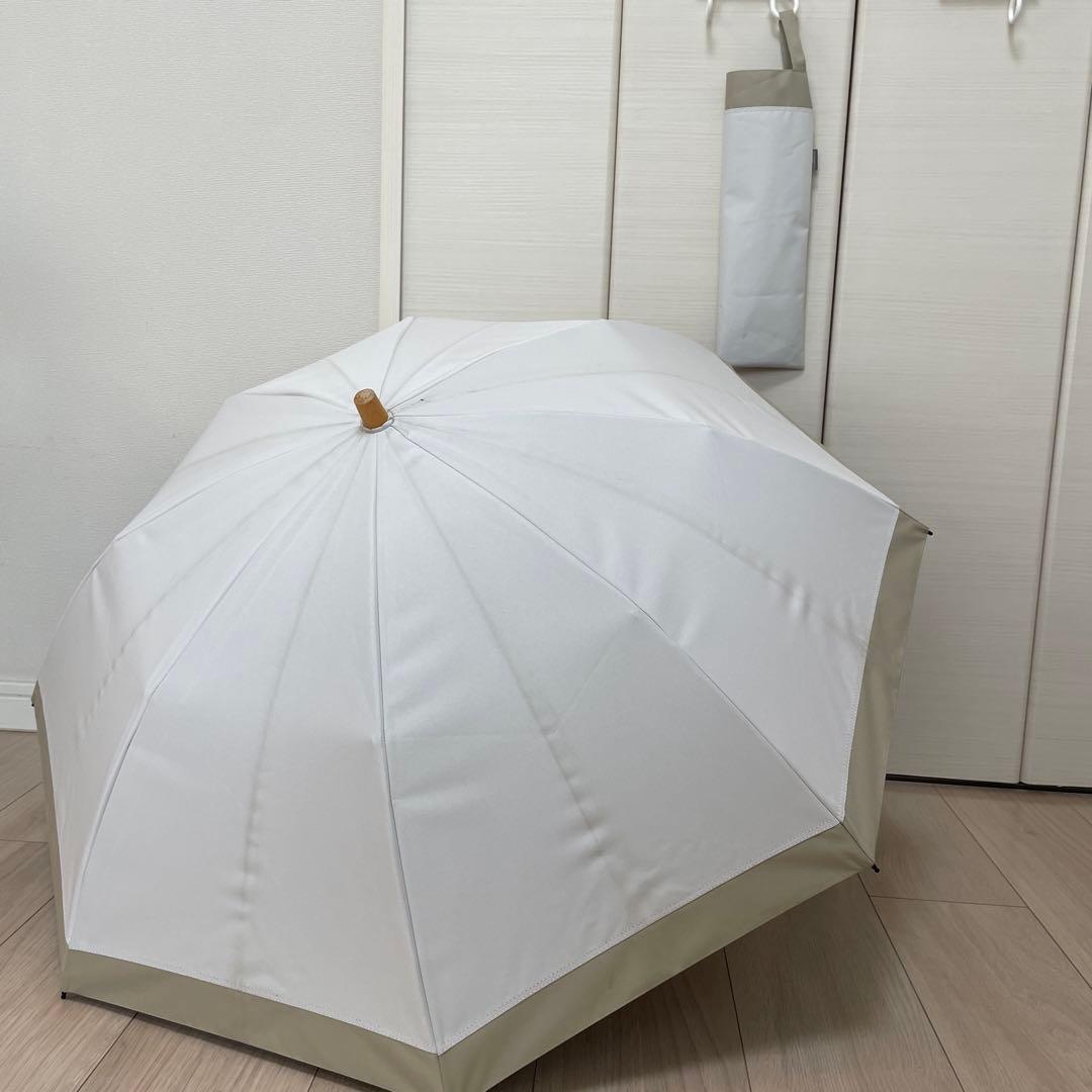 サンバリア100 折りたたみ日傘　２段折 コンビ ホワイト