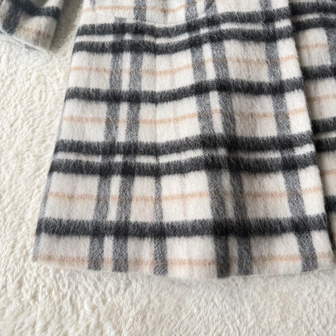 トゥービーシック マンテコ アルパカ混 チェック柄 シャギーコート L 未使用級