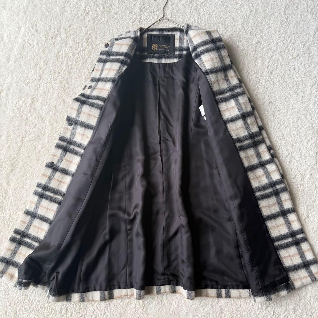 トゥービーシック マンテコ アルパカ混 チェック柄 シャギーコート L 未使用級