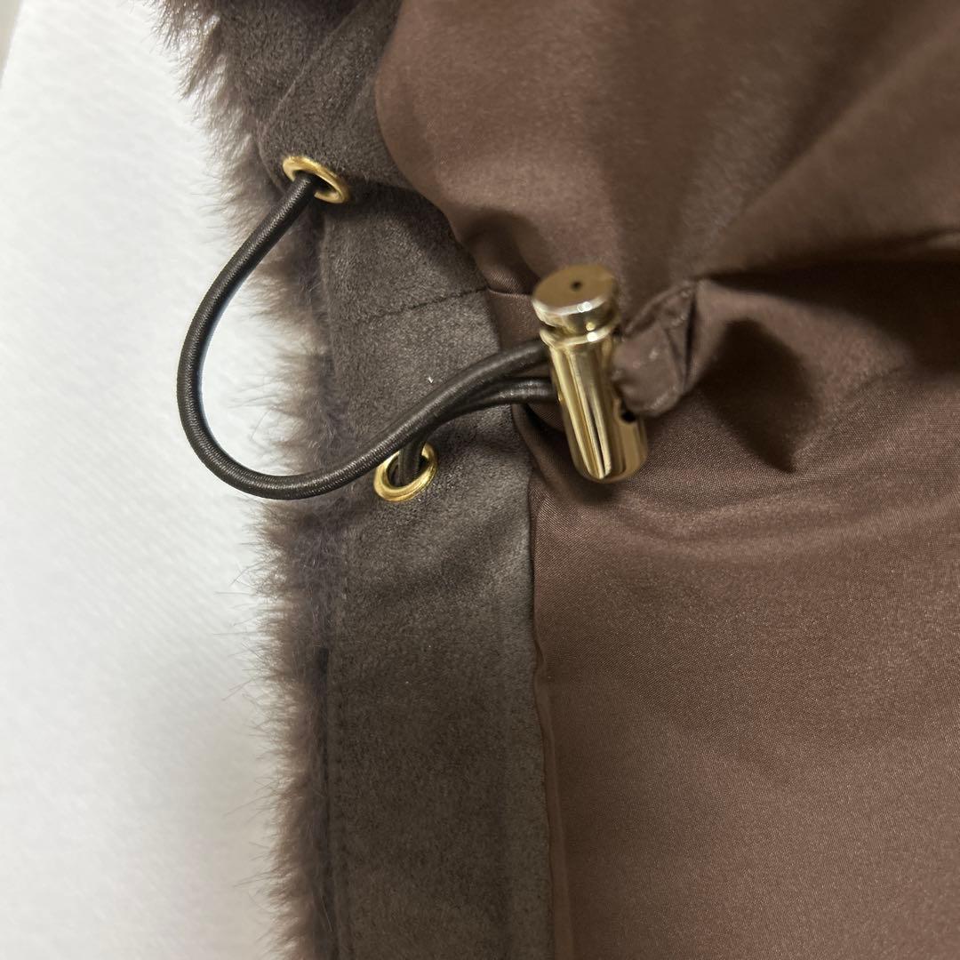 美品arpege story ファーフードジップベスト　茶 正規品　ゴールド金具