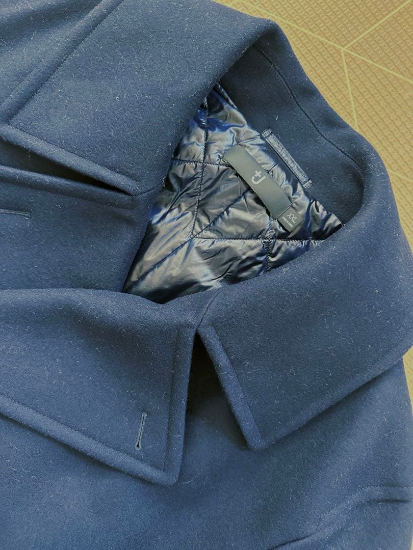 UNIQLO＋J ネイビー ダブルブレストピーコート