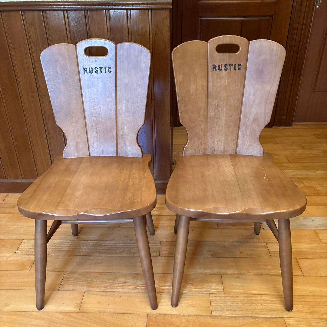 ルスティック 木製ダイニングチェア 2脚セット