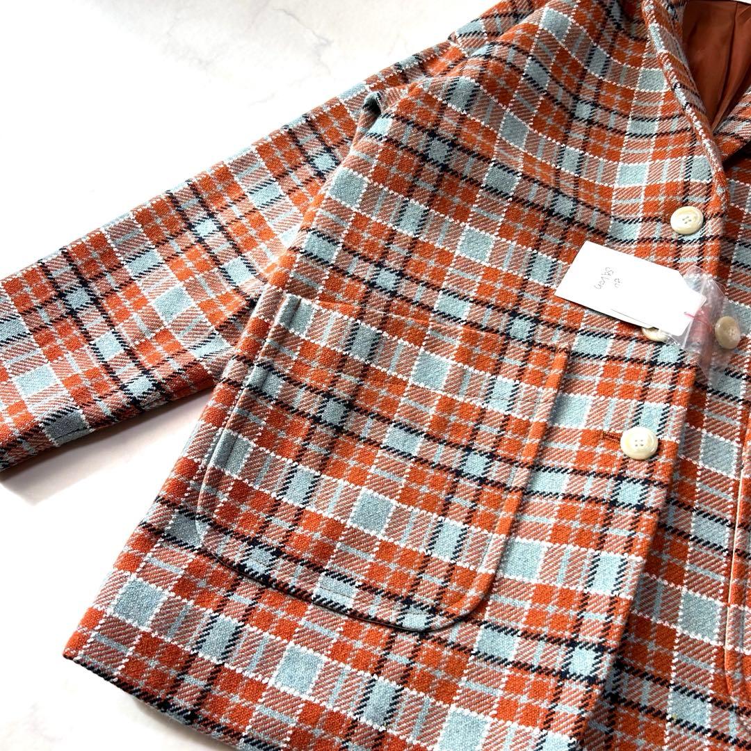 新品タグ付き アトリエドゥサボン チェックウール テーラードジャケット コート