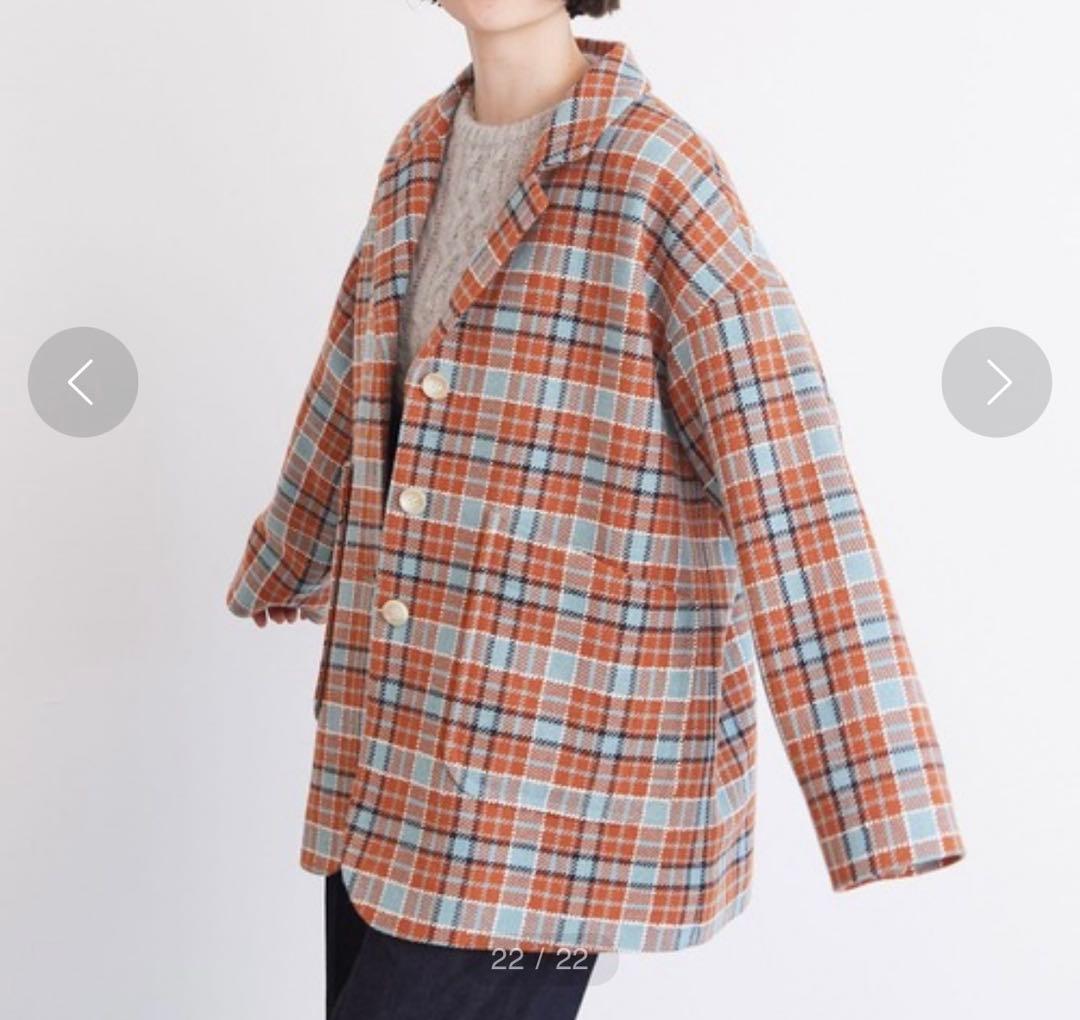 新品タグ付き アトリエドゥサボン チェックウール テーラードジャケット コート