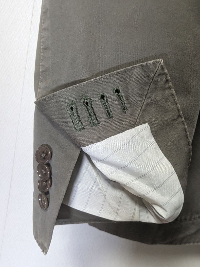 ★ラルディーニ メンズテーラードジャケット 46 綿 カーキ 本切羽