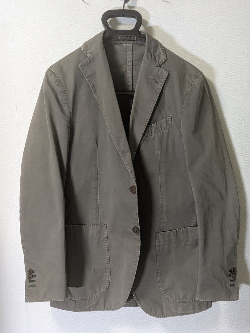 ★ラルディーニ メンズテーラードジャケット 46 綿 カーキ 本切羽