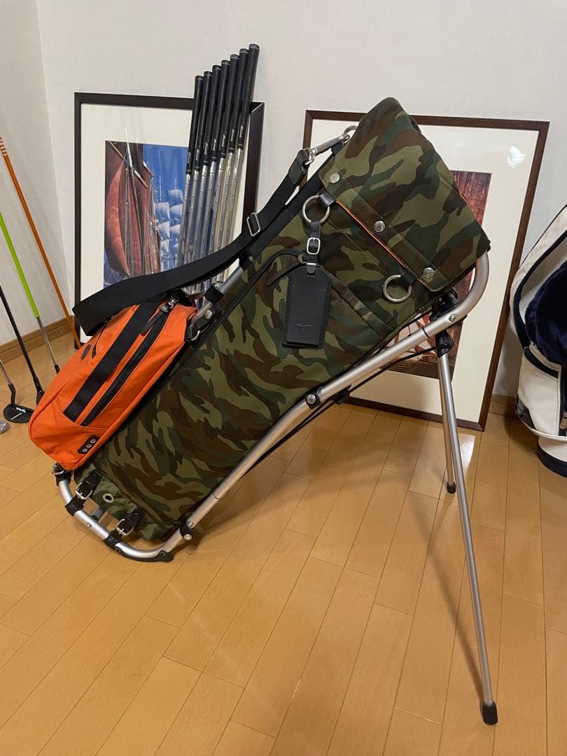 ミズノ木の庄帆布迷彩柄 スタンドゴルフバッグ