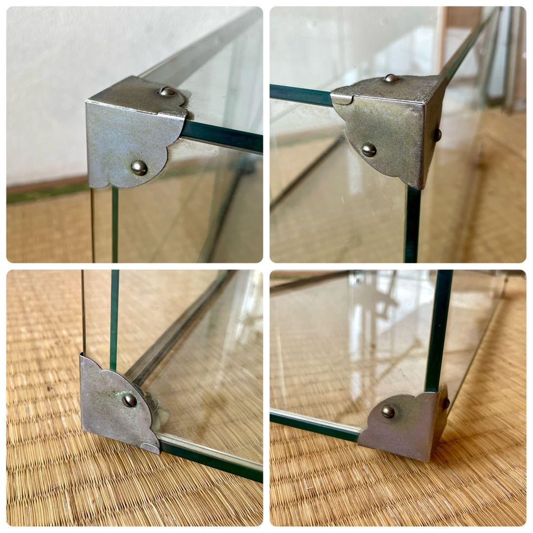 【当時物】全面 ガラスケース 2段 店舗什器 飾棚 店頭 ディスプレイ レトロ