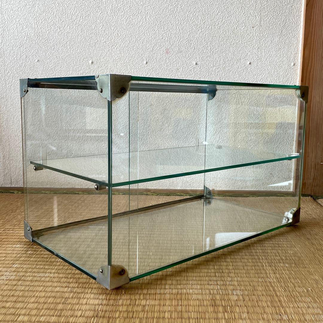 【当時物】全面 ガラスケース 2段 店舗什器 飾棚 店頭 ディスプレイ レトロ