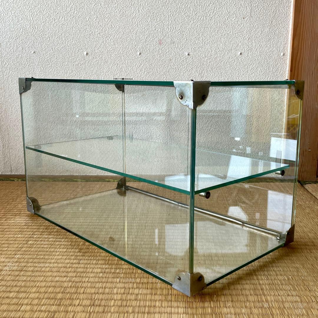 【当時物】全面 ガラスケース 2段 店舗什器 飾棚 店頭 ディスプレイ レトロ