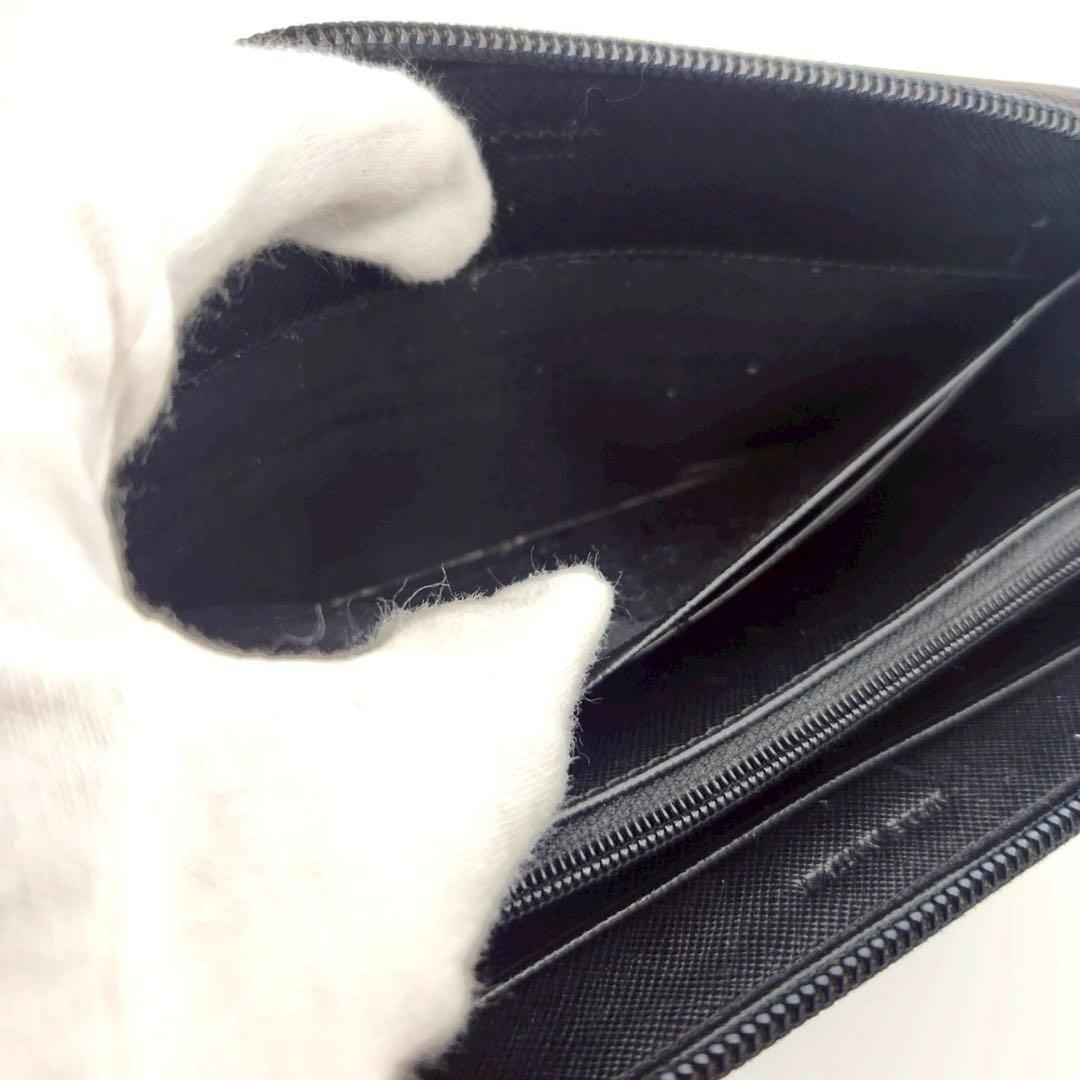 極美品 プラダ 長財布 三角ロゴ ラウンドファスナー サフィアーノレザー 黒