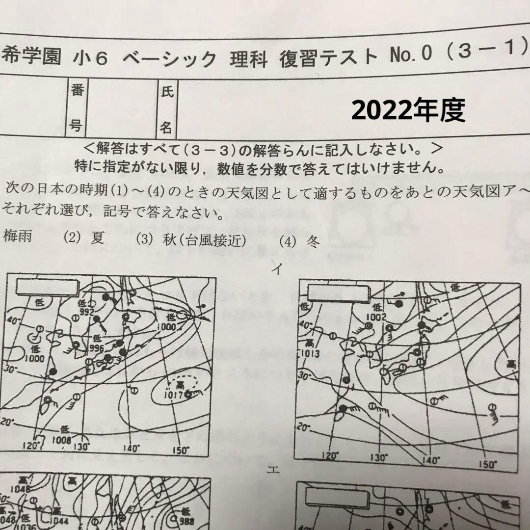 希学園小6ベーシック理科復習テスト