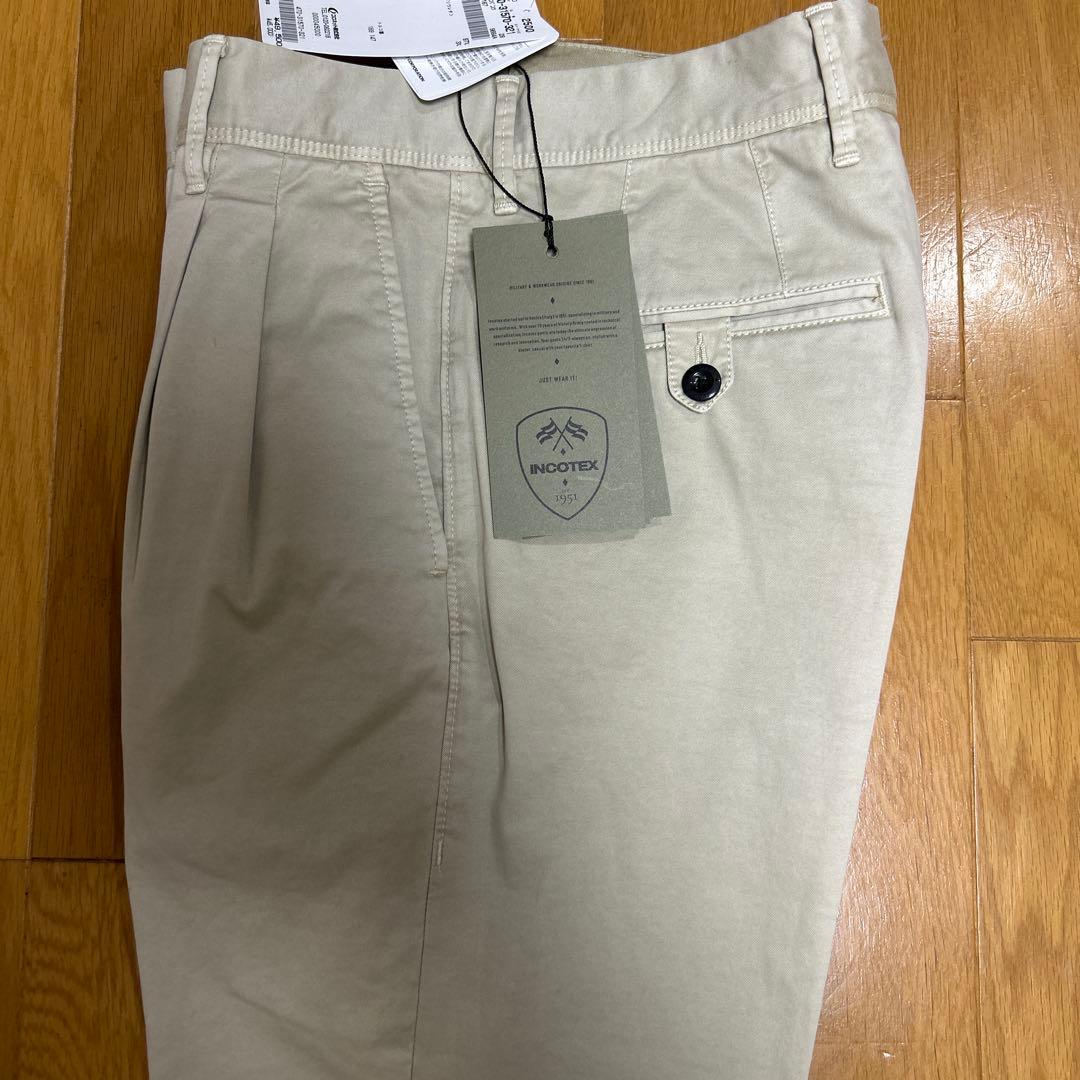 最終値下げ【新品未使用】INCOTEXギャバコットン 2プリーツテーパード チノ