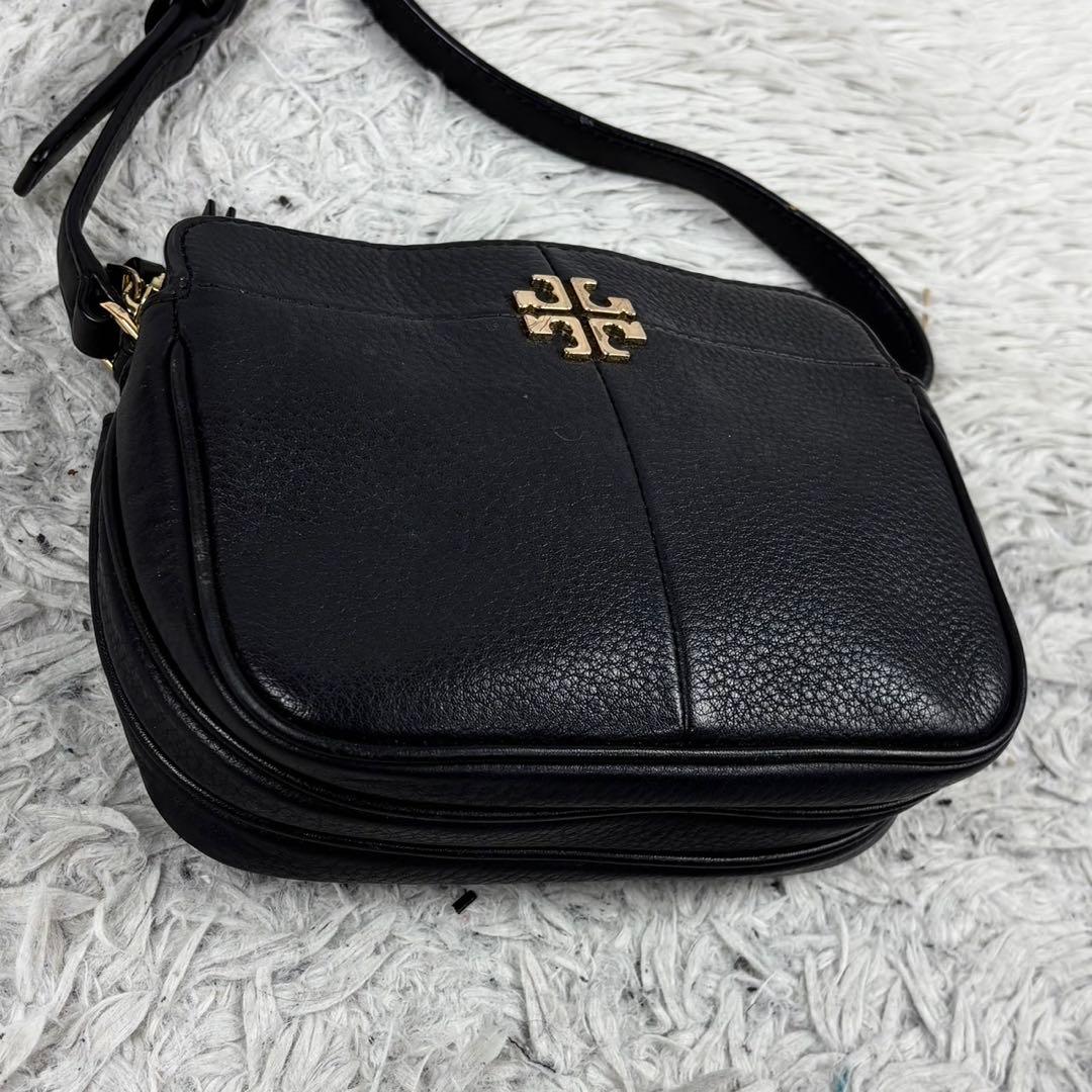極美品 トリーバーチ レザー ショルダーバッグ シェブロン ファスナー ブラック
