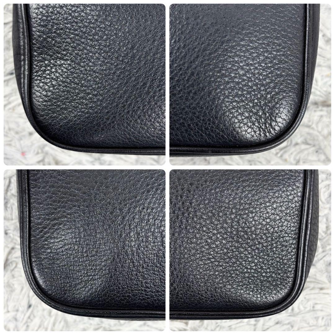 極美品 トリーバーチ レザー ショルダーバッグ シェブロン ファスナー ブラック