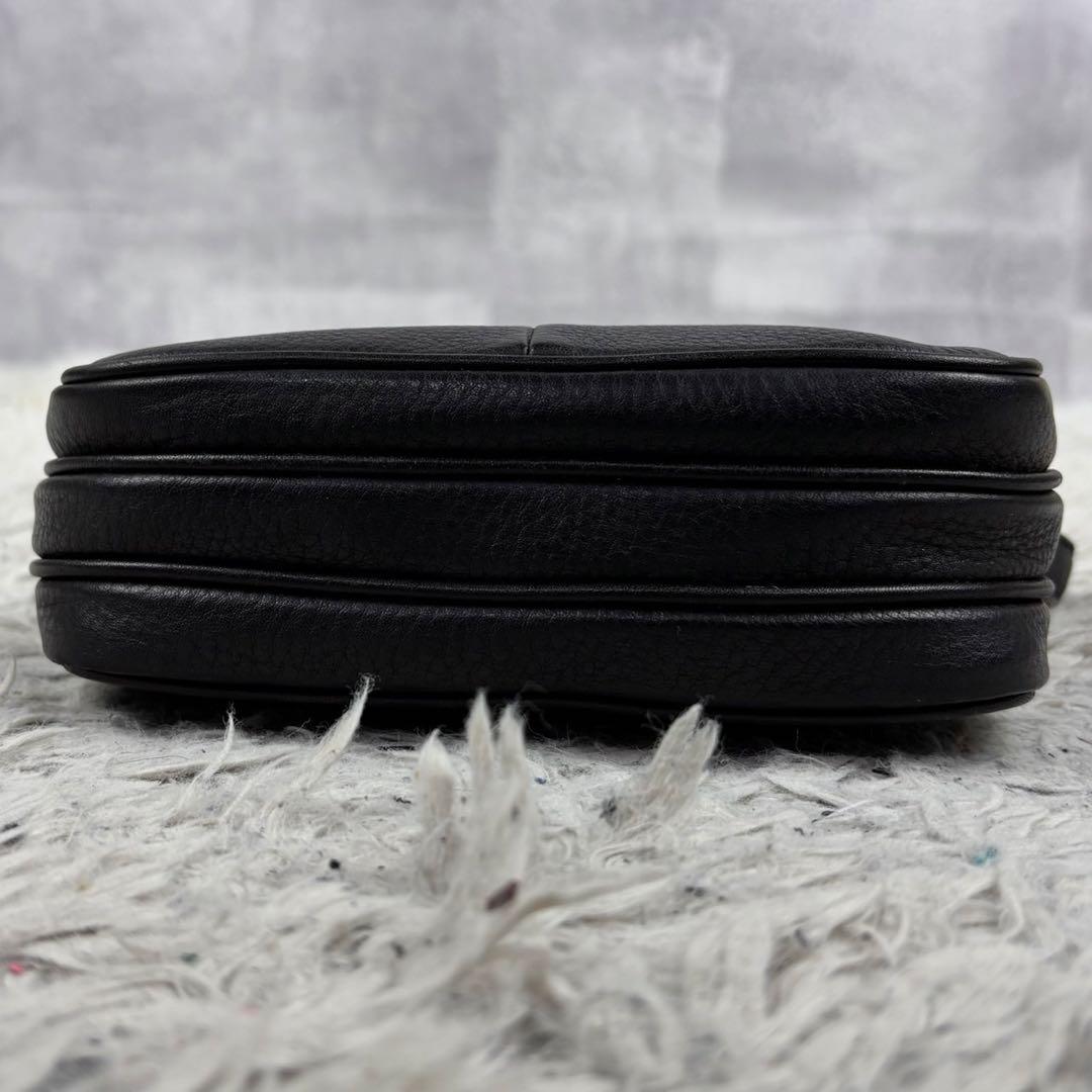 極美品 トリーバーチ レザー ショルダーバッグ シェブロン ファスナー ブラック