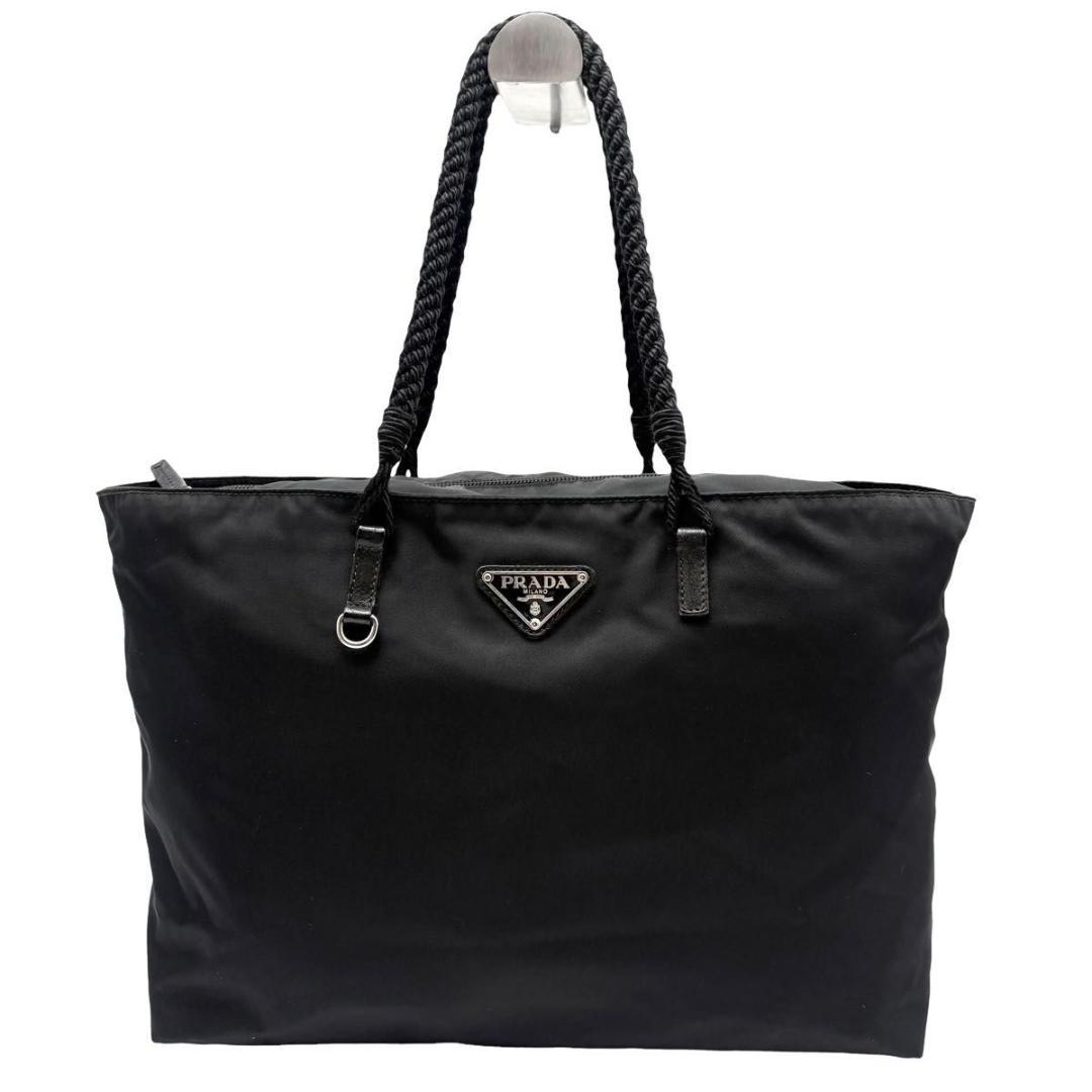 お買い得 プラダ トートバッグ テスートナイロン 三角ロゴ ブラック　編み込み