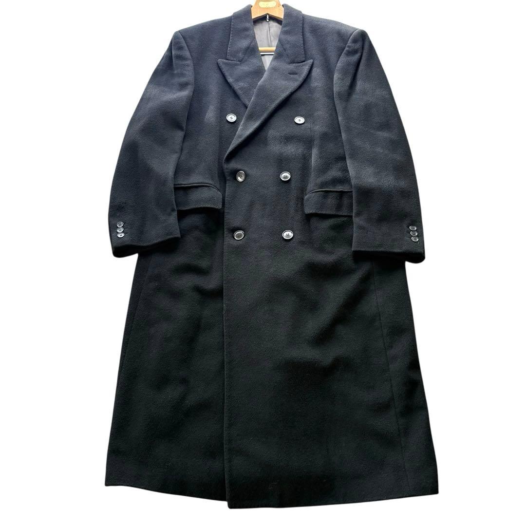 【最高級カシミヤ100%】イタリア製 ロングチェスターコート ダブル 40 黒