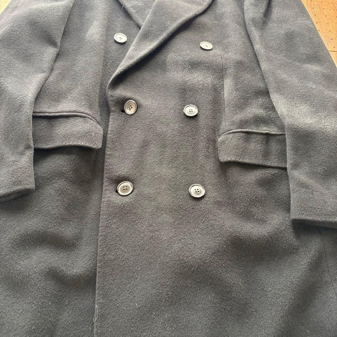 【最高級カシミヤ100%】イタリア製 ロングチェスターコート ダブル 40 黒