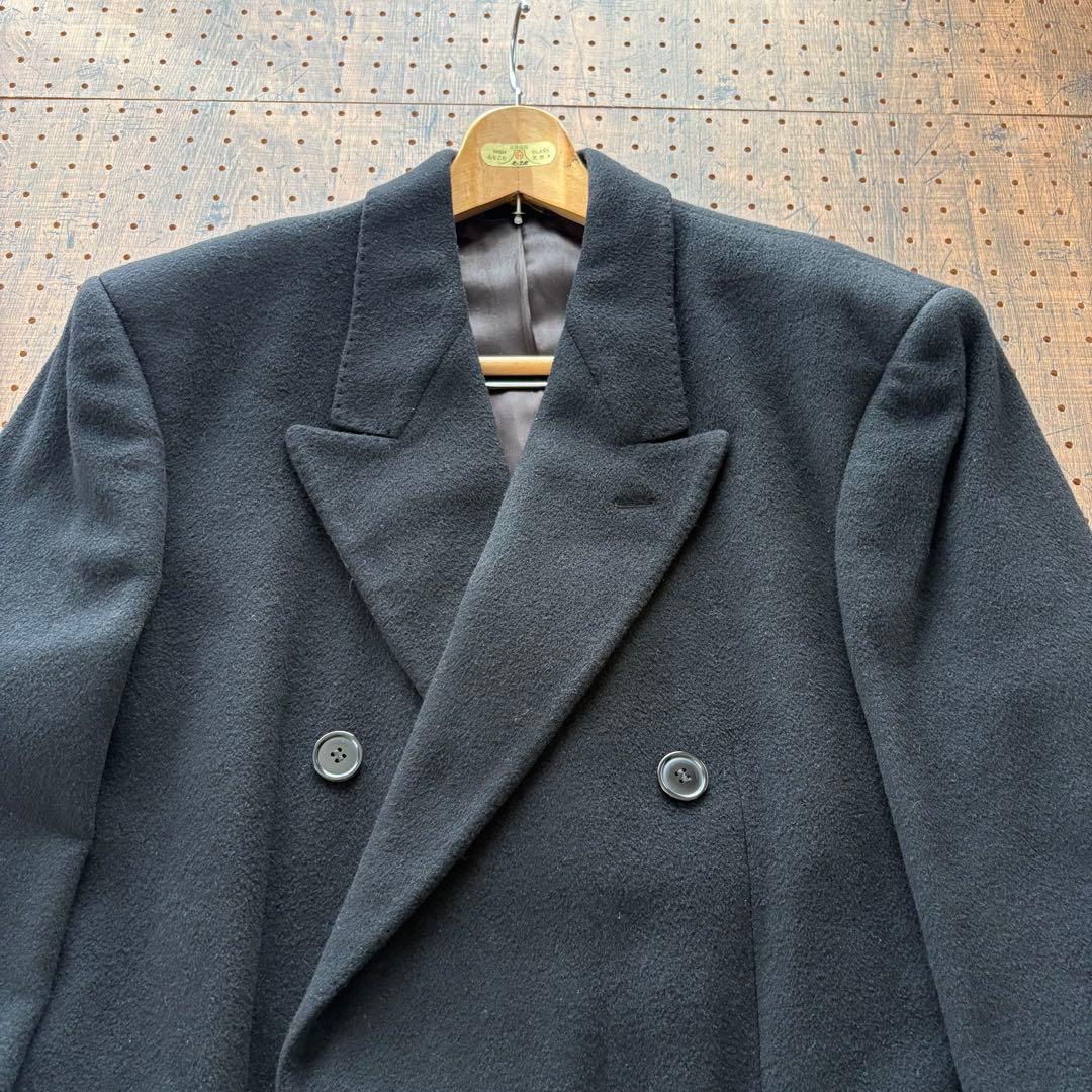 【最高級カシミヤ100%】イタリア製 ロングチェスターコート ダブル 40 黒