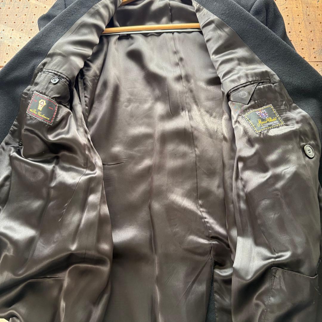 【最高級カシミヤ100%】イタリア製 ロングチェスターコート ダブル 40 黒