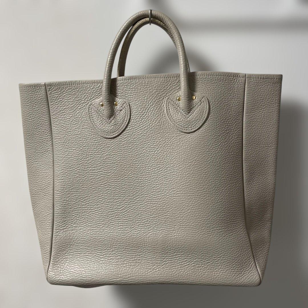 グレー レザー トートバッグ