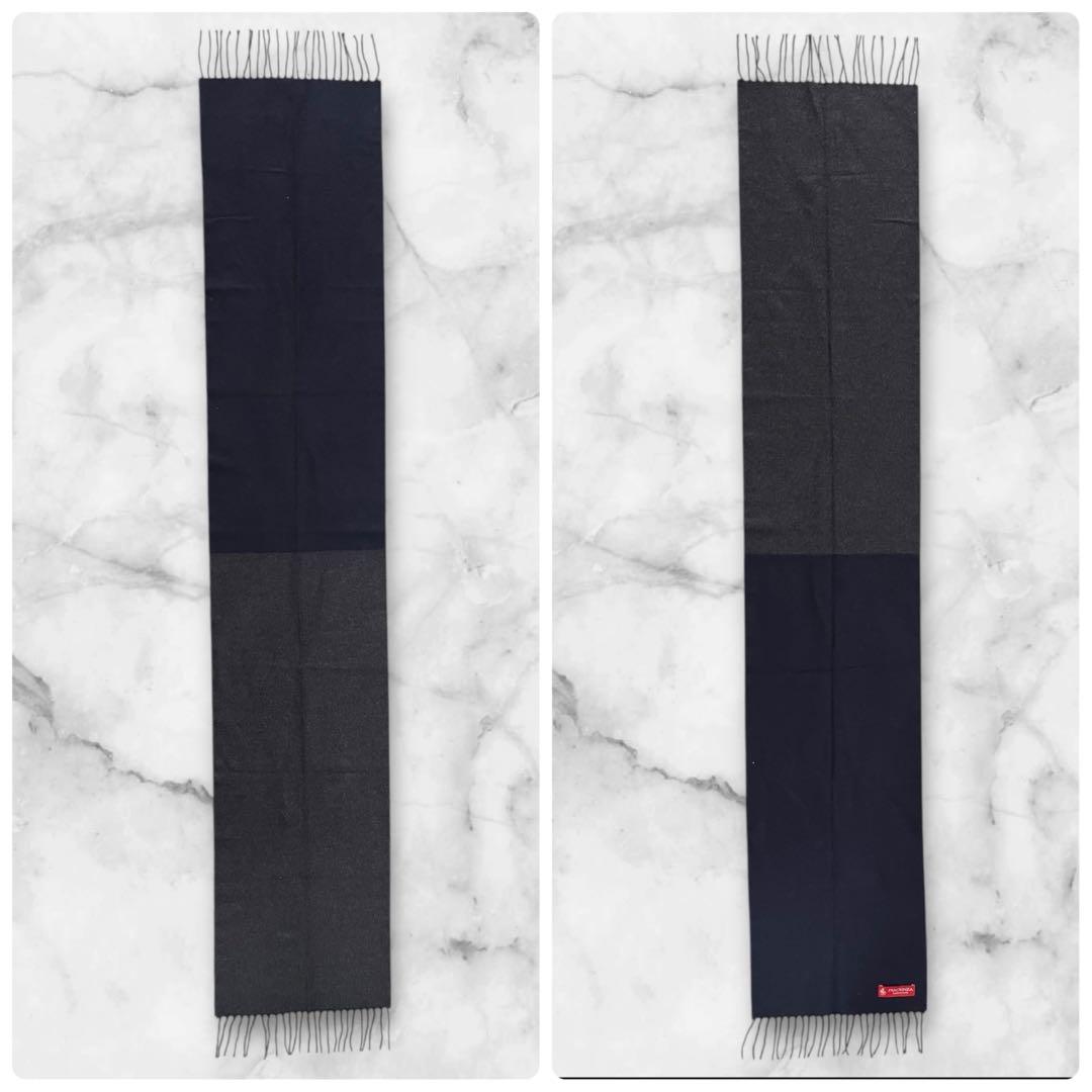 【美品】 PIACENZA カシミヤ シルク マフラー ネイビー グレー