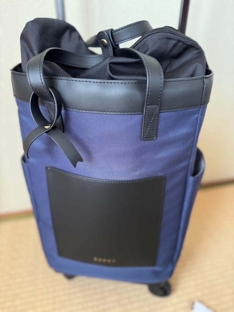 スワニーキャリーバッグ　紺色　ストッパーなし