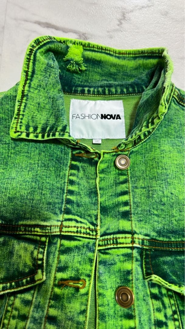 Miifashionnovaグレーフード付クロップドデニムジャケット