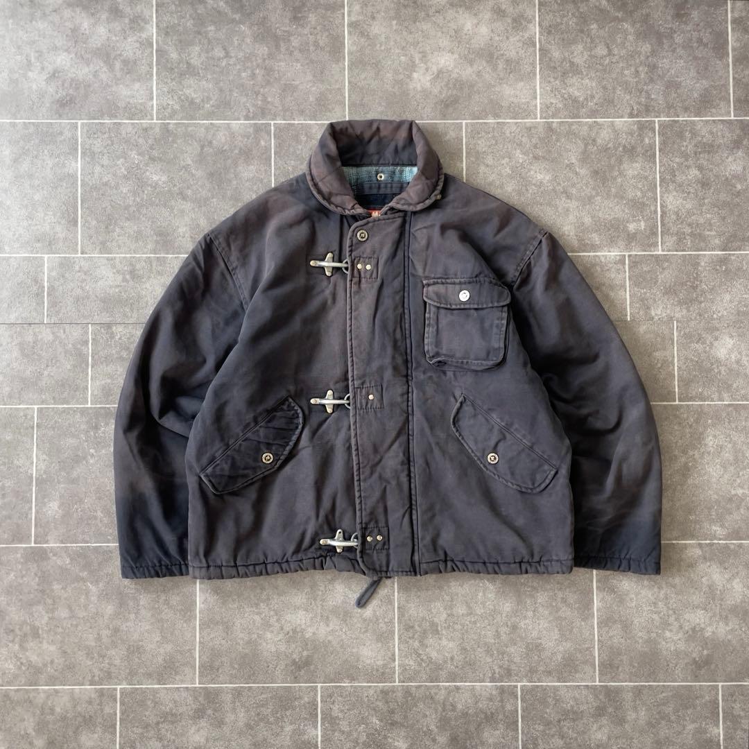 90's ヴィンテージ ダック ファイヤーマンジャケット 短丈 茄子紺 L