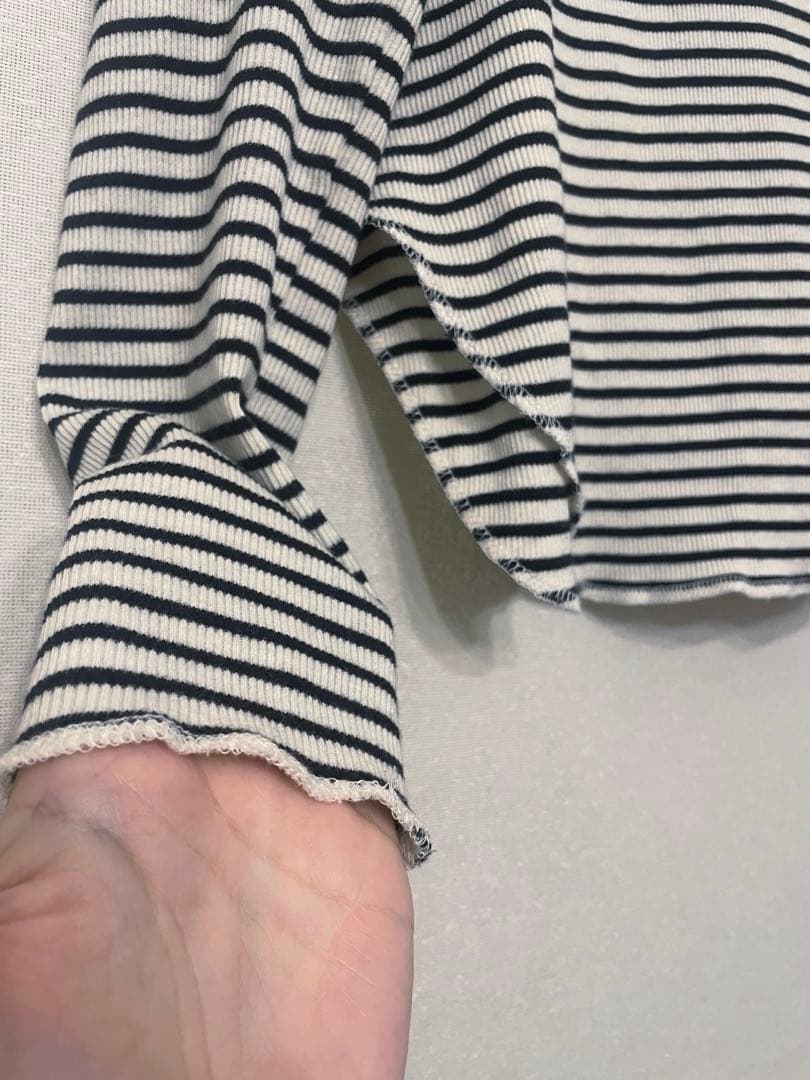 BORDER RIB LONGSLEEVE T-SHIRT ホワイト