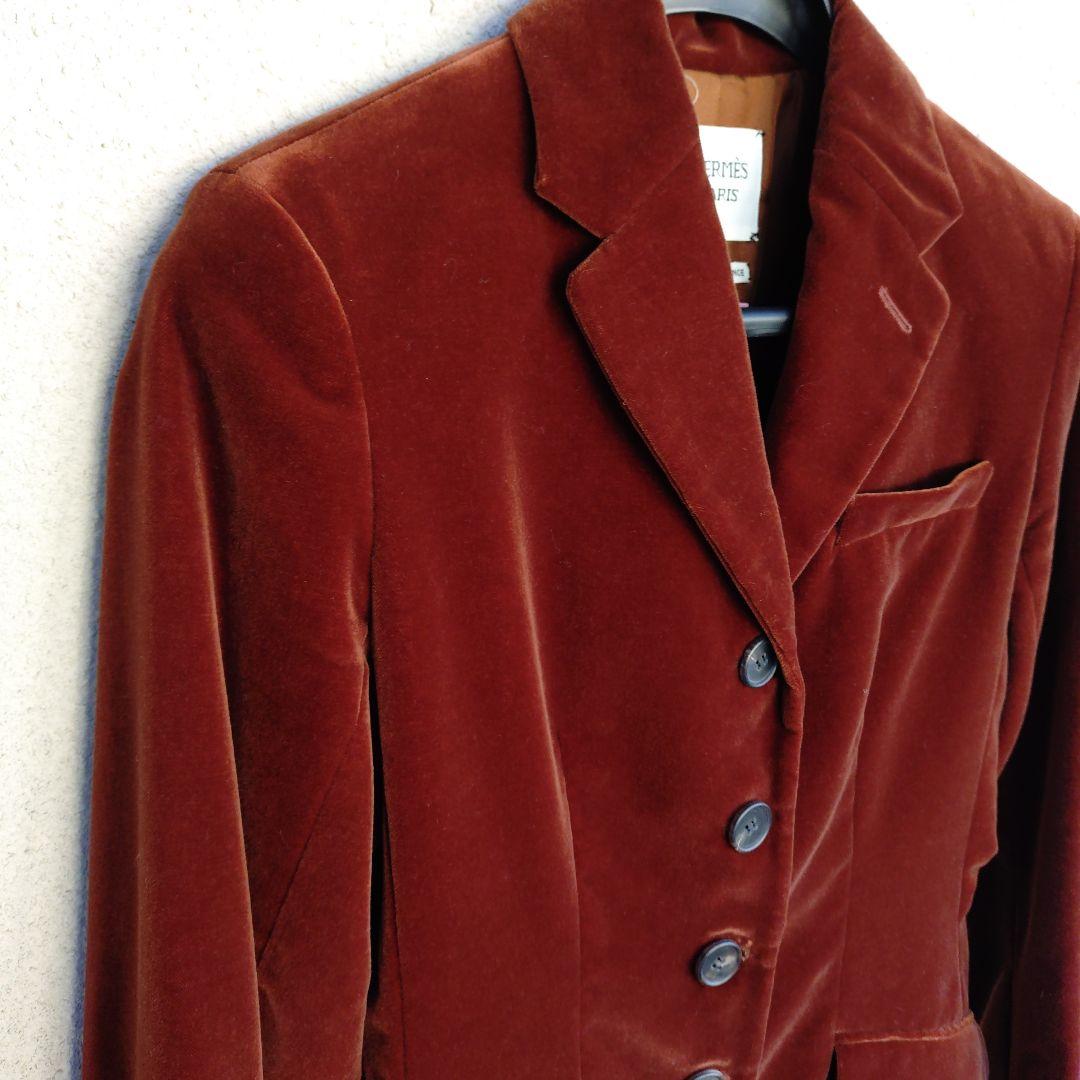 HERMÈS テーラードジャケット 40 バーガンディ