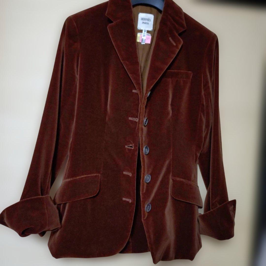 HERMÈS テーラードジャケット 40 バーガンディ