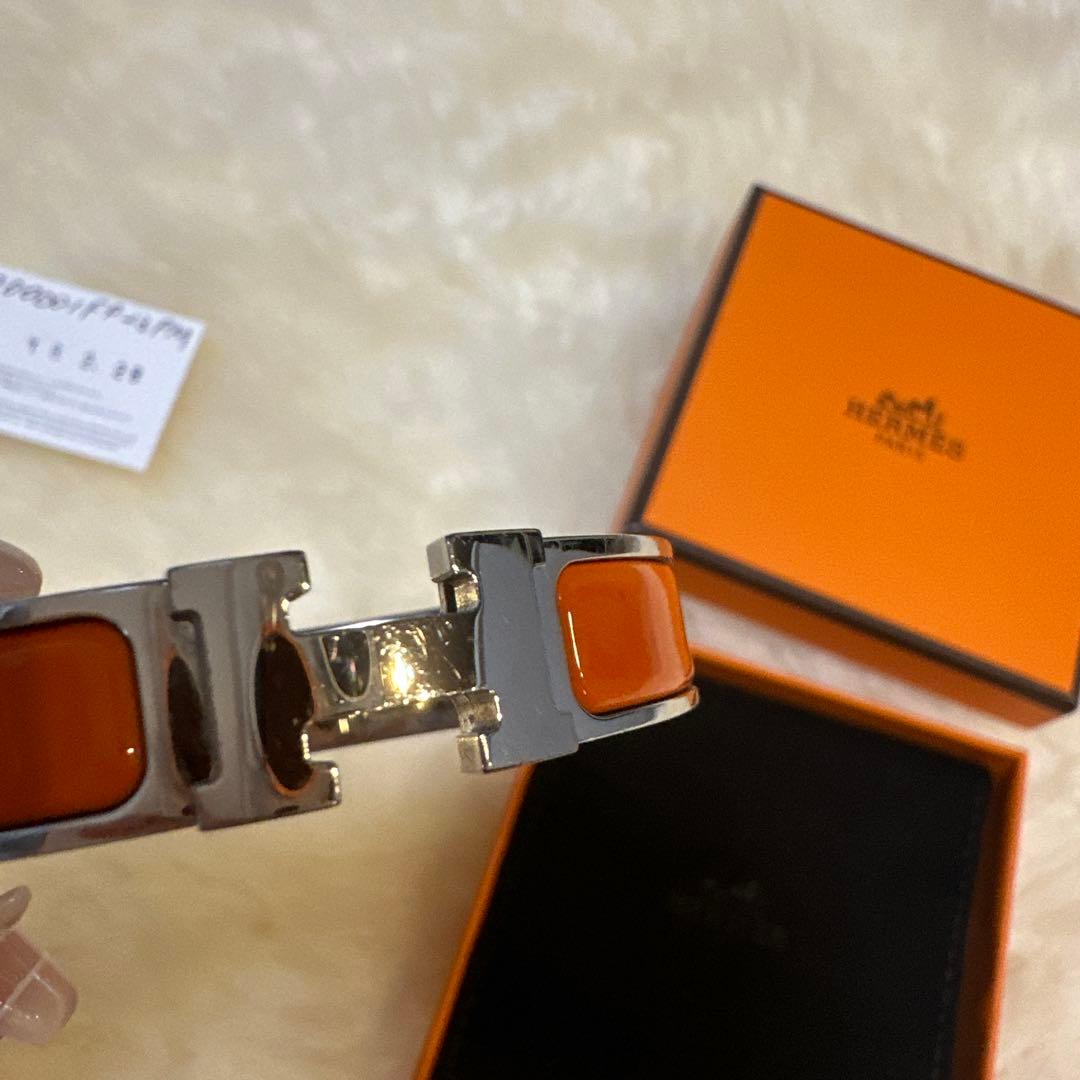 HERMES オレンジ バングル　クリックH エナメルブレスレット