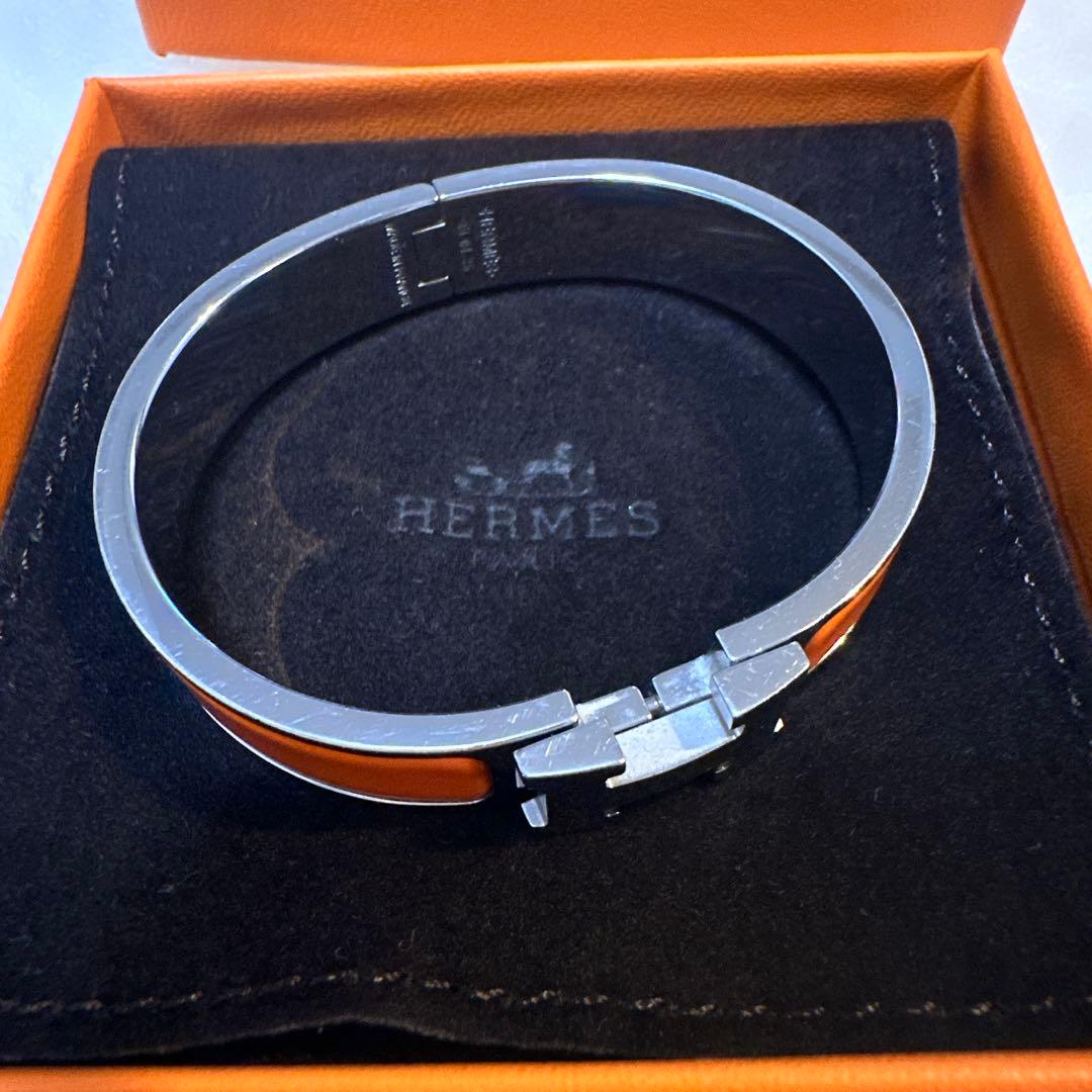 HERMES オレンジ バングル　クリックH エナメルブレスレット