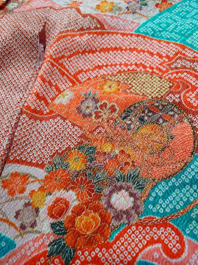 七五三　着物　筥迫セット　長襦袢　7歳　女の子　絞り柄　袋帯