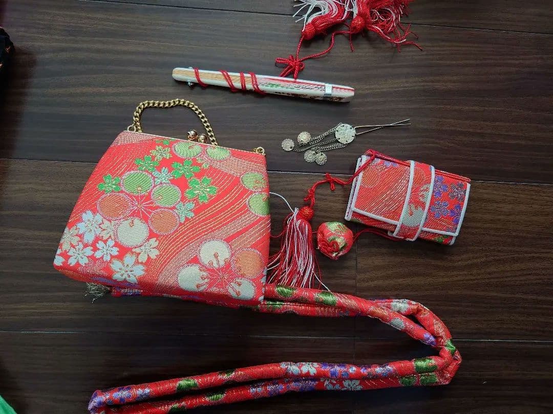 七五三　着物　筥迫セット　長襦袢　7歳　女の子　絞り柄　袋帯