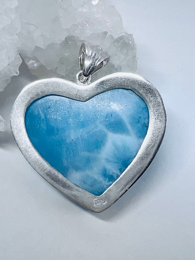 ま*あ様 高品質ラリマーハートペンダントトップシルバーアクセ天然石パワーストーン