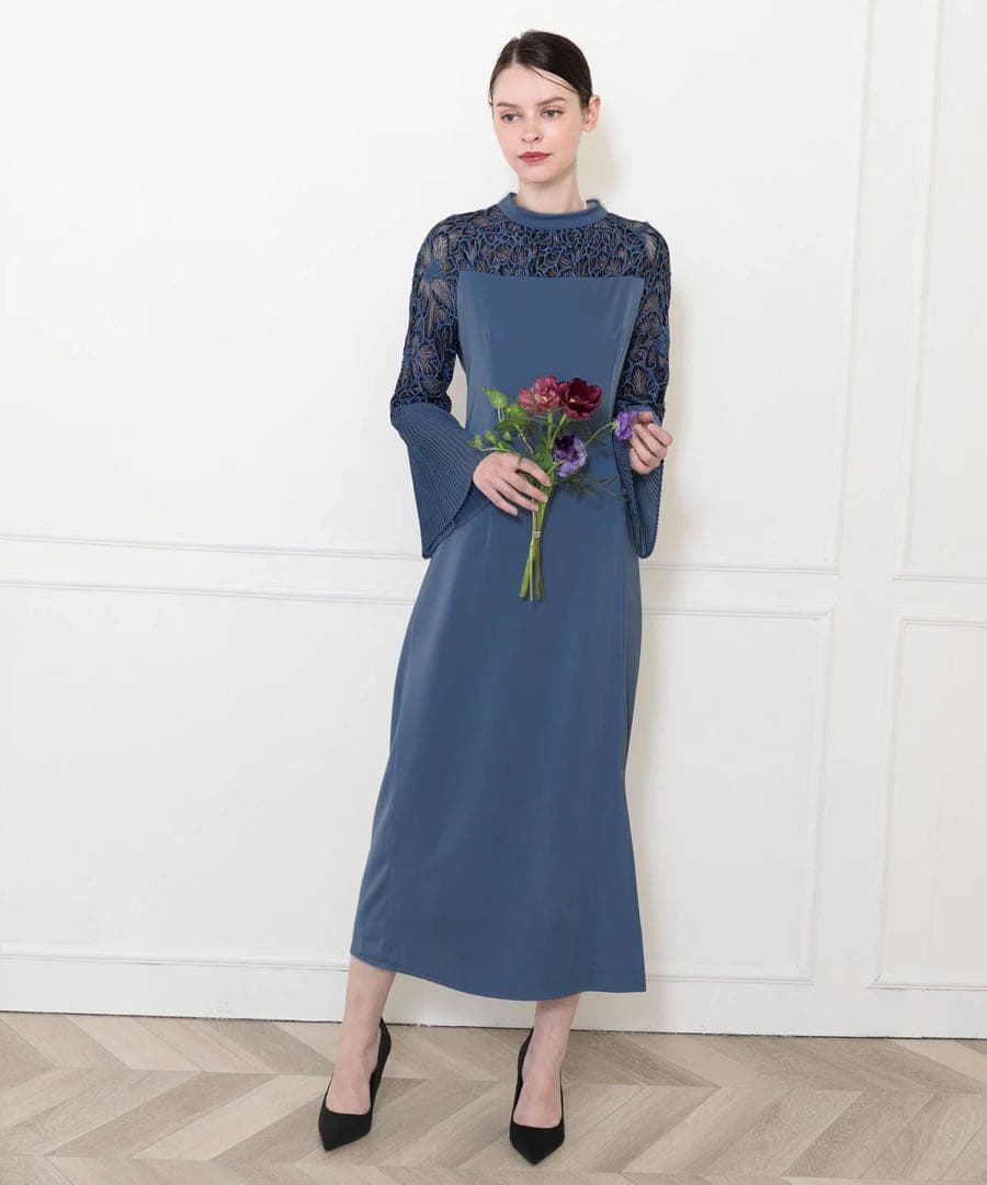 新品未使用【LEJA】レース切替スリットAラインロングドレスワンピース