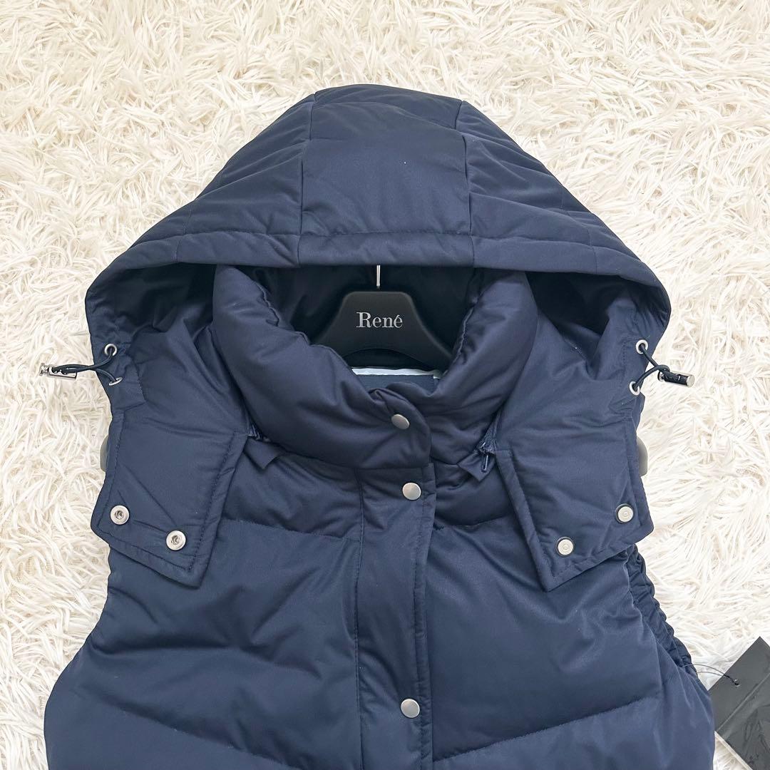 ムータマリン 2way ダウンベスト 裏地ストライプ ネイビー M