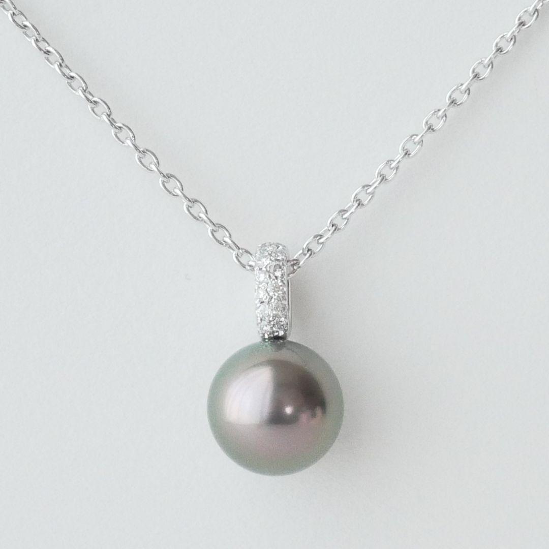 極美品【ミキモト】現行品　黒蝶パール　約10mm　ダイヤ　ペンダント　ネックレス