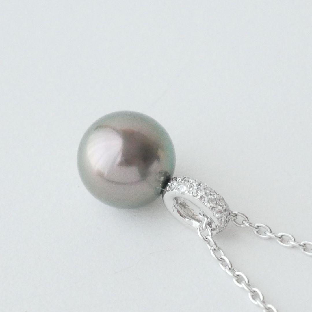 極美品【ミキモト】現行品　黒蝶パール　約10mm　ダイヤ　ペンダント　ネックレス
