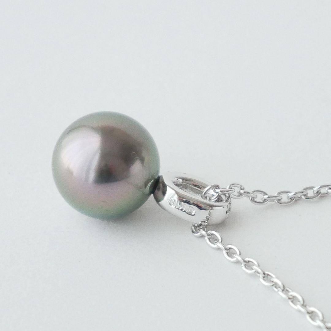 極美品【ミキモト】現行品　黒蝶パール　約10mm　ダイヤ　ペンダント　ネックレス