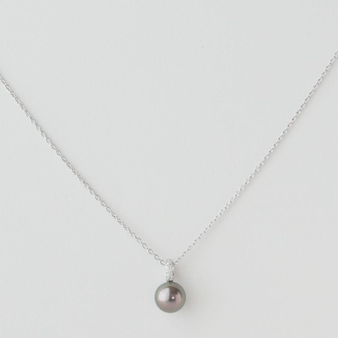 極美品【ミキモト】現行品　黒蝶パール　約10mm　ダイヤ　ペンダント　ネックレス