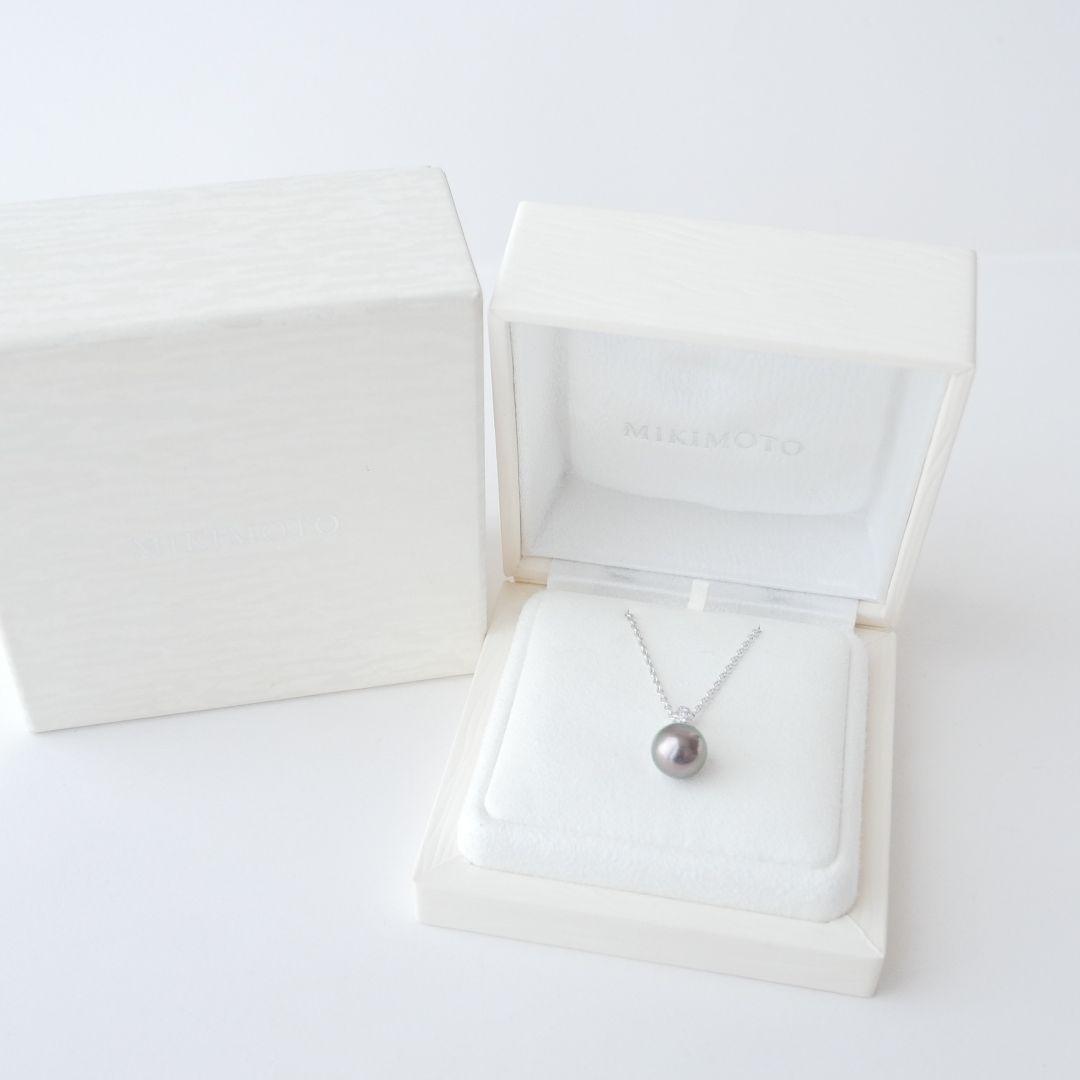 極美品【ミキモト】現行品　黒蝶パール　約10mm　ダイヤ　ペンダント　ネックレス