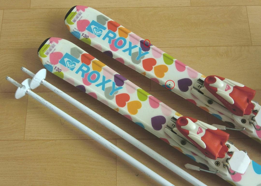 ■1月限定■送料無料■ROXY■子供用スキーセット■板130靴22.5■WAX■