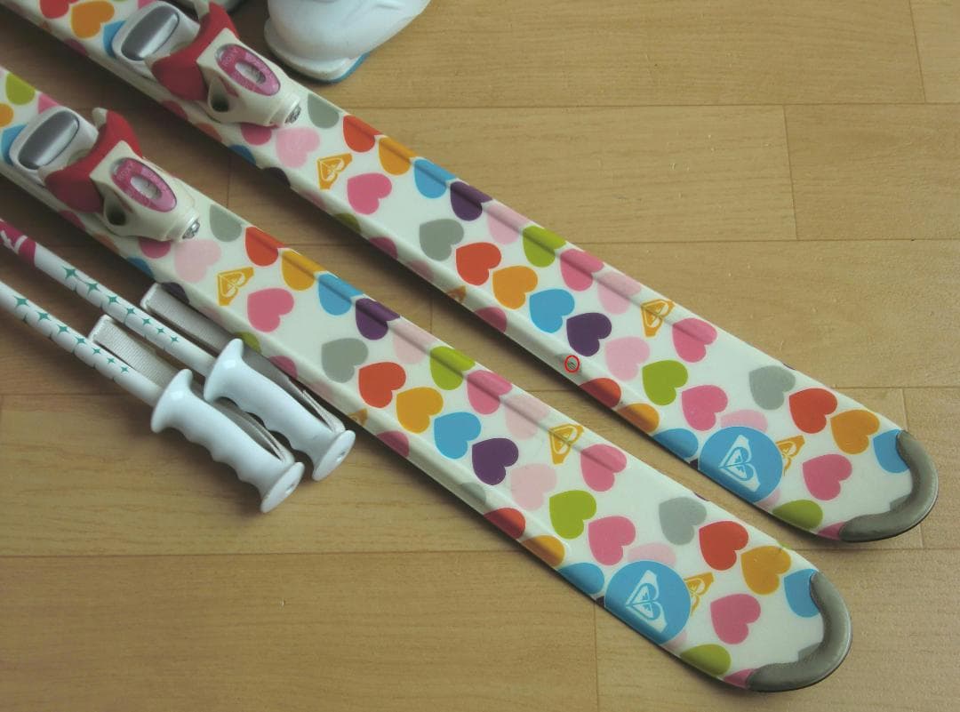 ■1月限定■送料無料■ROXY■子供用スキーセット■板130靴22.5■WAX■