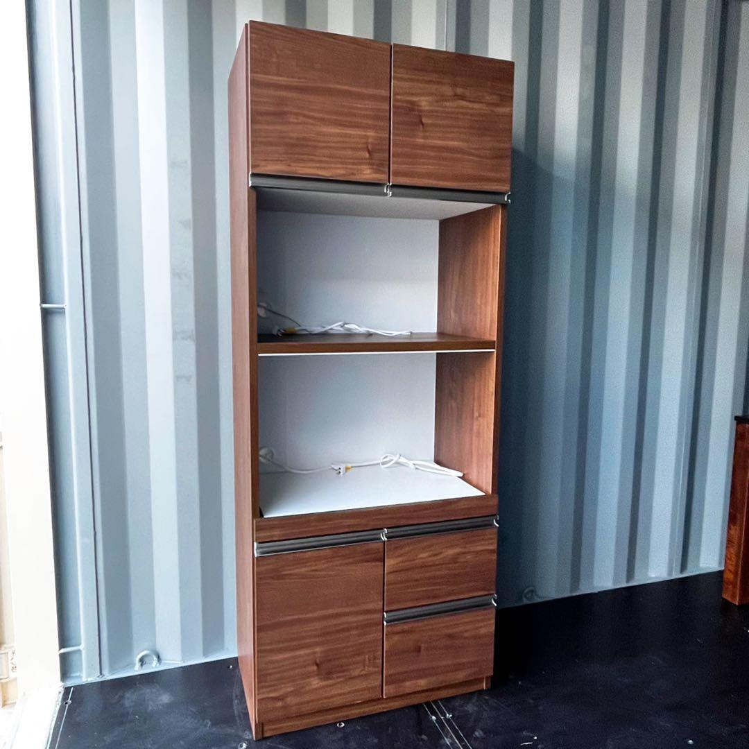 取付無料！クラフト古賀 北欧風ナチュラルウォールナット調キッチンボード 食器棚✨