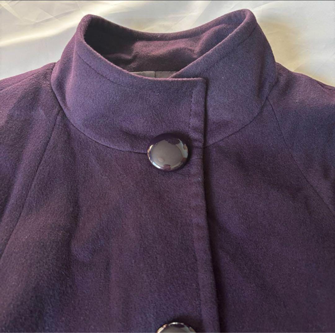 美品fob exportコート　ポンチョ　マント　パープル　カシミヤ100 M